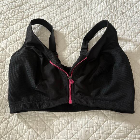 GLAMORISE Women's Sport Bra Black Sz 36G Athletic Running Jogging Activewear Y2K - Picture 1 of 8